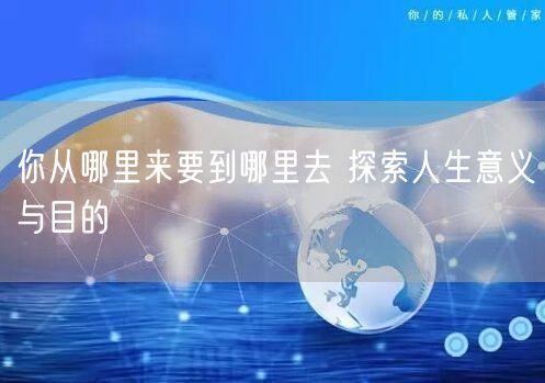你从哪里来要到哪里去 探索人生意义与目的