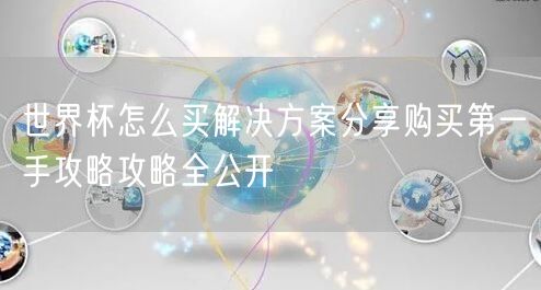 世界杯怎么买解决方案分享购买第一手攻略攻略全公开