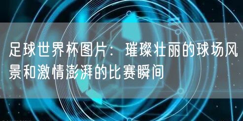 足球世界杯图片：璀璨壮丽的球场风景和激情澎湃的比赛瞬间