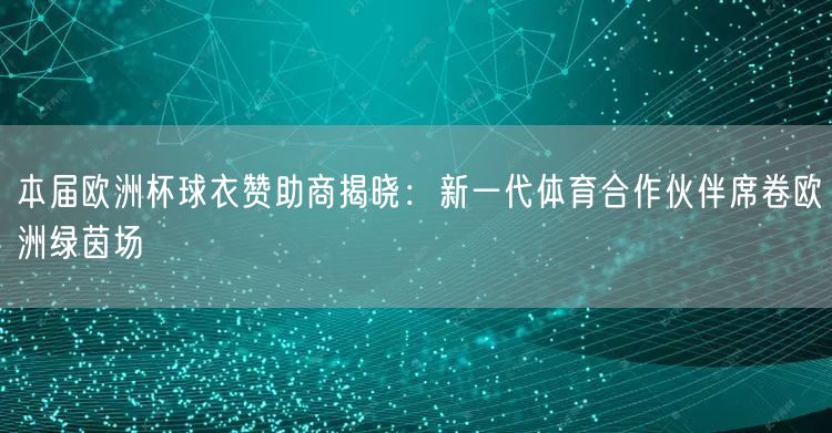 本届欧洲杯球衣赞助商揭晓：新一代体育合作伙伴席卷欧洲绿茵场