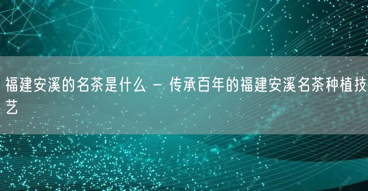 福建安溪的名茶是什么 - 传承百年的福建安溪名茶种植技艺