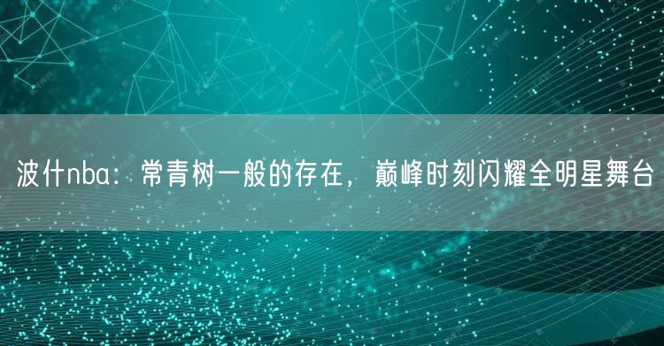 波什nba：常青树一般的存在，巅峰时刻闪耀全明星舞台